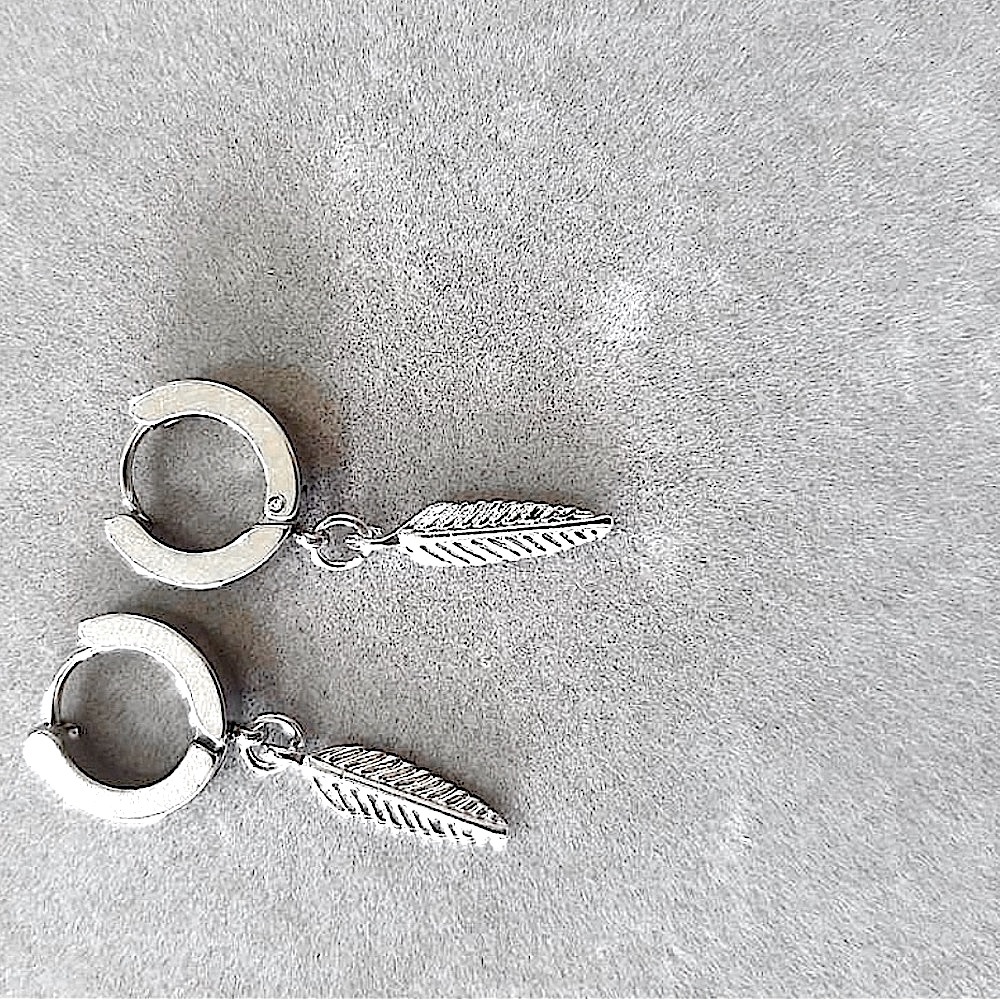 n e w | silver feather earrings - Picture 3 of 5